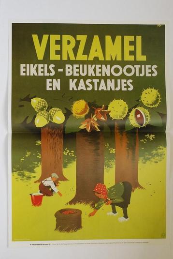 Affiche 'Raapt eikels, beukenootjes en kastanjes' (1994) beschikbaar voor biedingen