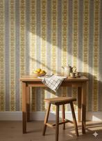 6984 geel ruit vintage bloemen behang cottage style swiet, Verzenden, 75 m² of meer, Beige