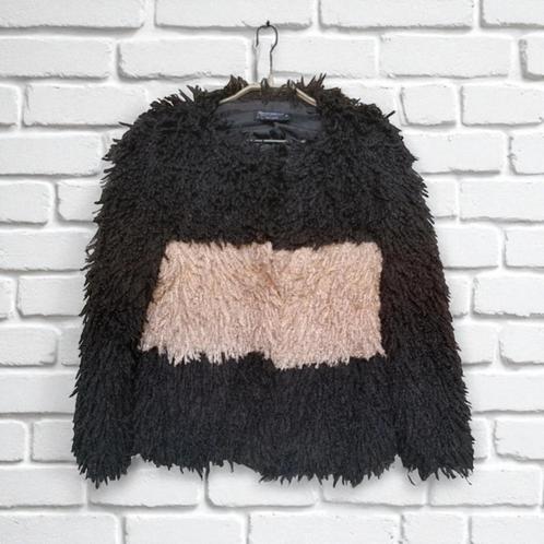 Rinascimento Jasje Maat M Zwart Beige Teddy Wimper, Kleding | Dames, Jassen | Zomer, Gedragen, Maat 38/40 (M), Zwart, Verzenden