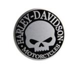 Harley Davidson Sticker Skull zwart zilver metaal rond 6cm