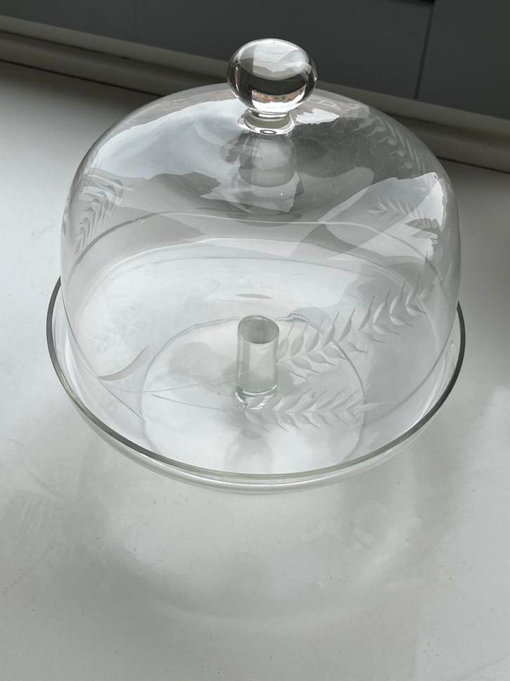 Antieke Glazen Schaal met Deksel, Huis en Inrichting, Woonaccessoires | Schalen en Manden, Gebruikt, Rond, Glas, Ophalen of Verzenden