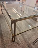 Vintage salontafel van echt brons en glas - 1990 's, 100 tot 150 cm, Minder dan 50 cm, Rechthoekig, 50 tot 100 cm