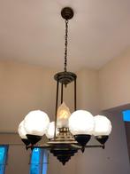 Vintage Art Deco Kroonluchter, Ophalen, Gebruikt, Glas, 50 tot 75 cm