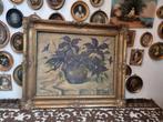 Oud olieverf olieverfschilderij schilderij bloemen E55, Ophalen