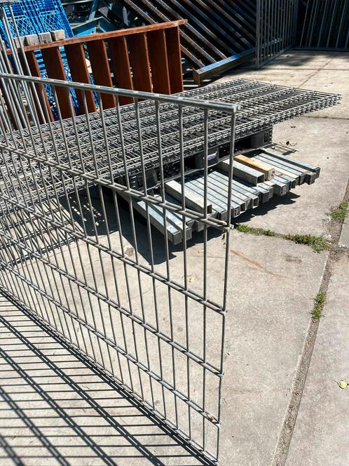 Gegalvaniseerd Dubbelstaafmat Heras hekwerk ca42 meter 1m H., Tuin en Terras, Tuinhekken en Hekwerk, Gebruikt, Dubbelstaafmat hekwerk