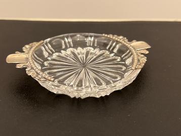 Kleine Kristallen Asbak met 835 Zilver Albo  beschikbaar voor biedingen