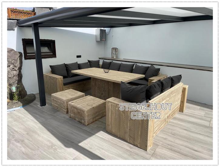 Robuuste Tuin Meubelen Steigerhout Loungeset Loungebank Bank, Tuin en Terras, Tuinsets en Loungesets, Nieuw, Tuinset, Steigerhout