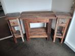 oud teakhout nachtkasje + kaptafel, Ophalen of Verzenden