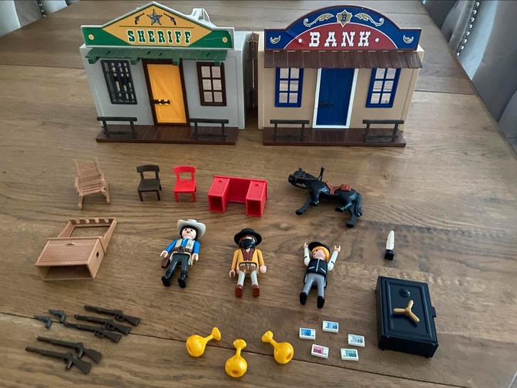 playmobil 4398 – western sheriff en bank meeneemset, Kinderen en Baby's, Speelgoed | Playmobil, Gebruikt, Complete set, Ophalen