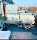 Palletkussens beige 2x, Tuin en Terras, Ophalen, Gebruikt