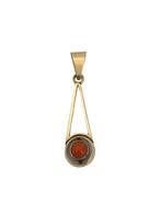 Gouden Art Deco hanger met bloedkoraal. L 32 mm., Sieraden, Tassen en Uiterlijk, Antieke sieraden, Goud, Hanger, Met edelsteen