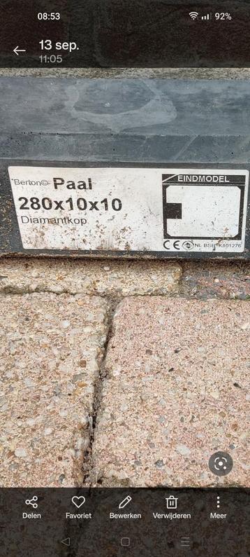 Berton Paai Betonpaal 280x10x10 Diamantkop beschikbaar voor biedingen