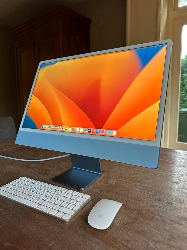 Apple iMac 24” 8-core GPU 4x USBc blauw | NIEUWSTAAT, Computers en Software, Apple Desktops, Zo goed als nieuw, iMac, SSD, 4 Ghz of meer