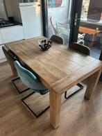Eettafel 160x90 + stoffen stoelen, Gebruikt, 150 tot 200 cm, Vier personen, Rechthoekig