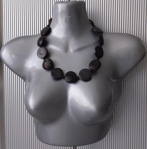Manouk - ketting met open kralen -  NIEUW, Sieraden, Tassen en Uiterlijk, Kettingen, Nieuw, Steen of Mineraal, Zwart, Verstelbaar
