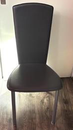 Design-stoelen 4 stuks met stalen poten en lederen bekleding, Huis en Inrichting, Stoelen, Ophalen, Gebruikt, Metaal, Vier