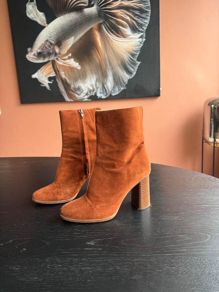 Mango Cognac Leren Enkellaarsjes Maat 39, Kleding | Dames, Schoenen, Gedragen, Lage of Enkellaarzen, Bruin, Ophalen of Verzenden