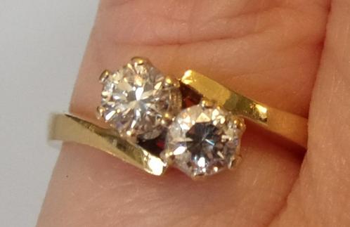 Exclusieve 14 karaat gouden damesring-verlovings-/trouwring, Sieraden, Tassen en Uiterlijk, Ringen, Zo goed als nieuw, Dame, Kleiner dan 17