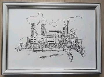 Oranje-Nassau mijn ll mooie ingelijste Pentekening 22x33 cm beschikbaar voor biedingen