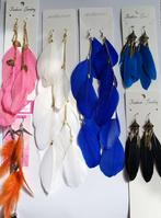 Set van 6 paar lange gekleurde veren oorbellen, Sieraden, Tassen en Uiterlijk, Oorbellen, Nieuw, Overige materialen, Hangers, Verzenden