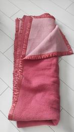 Vintage roze wollen deken, Gebruikt, Eenpersoons, Ophalen of Verzenden, Deken of Dekbed