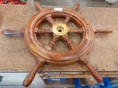 Stuurwiel hout 6 spaaks 60cm as 25mm, Watersport en Boten, Bootonderdelen, Gebruikt