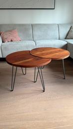 Fraaie dubbele salontafels 96cm totaal, Ophalen, 50 tot 100 cm, Rond, 50 tot 100 cm