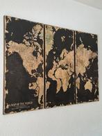 3 Delige set wanddecoratie map of the world hout, Huis en Inrichting, Ophalen of Verzenden, Zo goed als nieuw