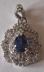 14 krt witgouden hanger met Tanzaniet en 91 diamantjes., Sieraden, Tassen en Uiterlijk, Ringen, Wit, Nieuw, Ophalen of Verzenden