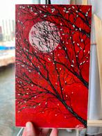 Crimson Maan - Gotische Boom Acryl Schilderij, Ophalen of Verzenden