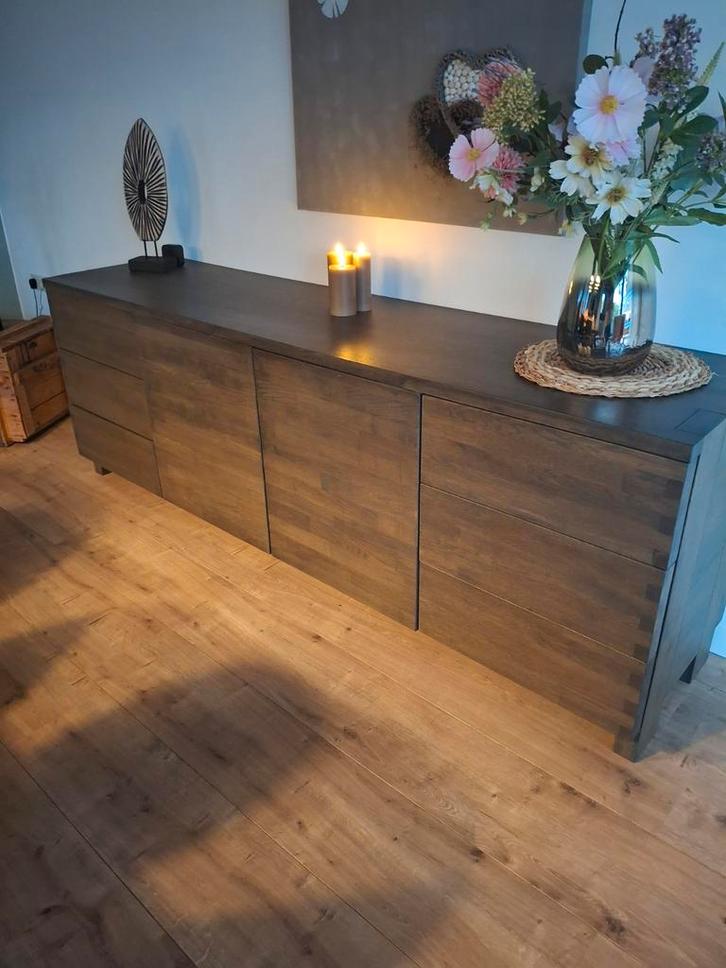 Grey Eiken Eetkamer, Dressoir, Tafel, Salontafel + Stoelen, Huis en Inrichting, Kasten | Dressoirs, Gebruikt, 200 cm of meer, 50 tot 75 cm