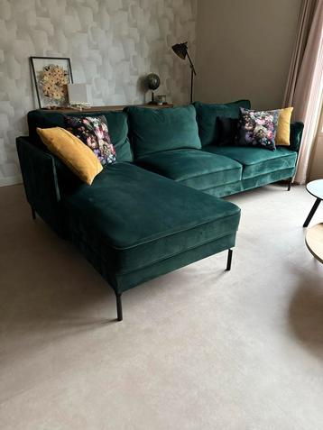 Groene Velvet Bank met Loungegedeelte - 250cm beschikbaar voor biedingen