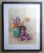 Aquarel - pop naast gemberpot - 1975 - Hollandse School, Ophalen of Verzenden