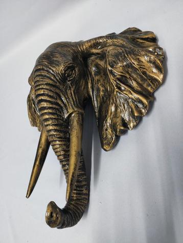 Olifanten kop brons gekleurd wanddecoratie  beschikbaar voor biedingen
