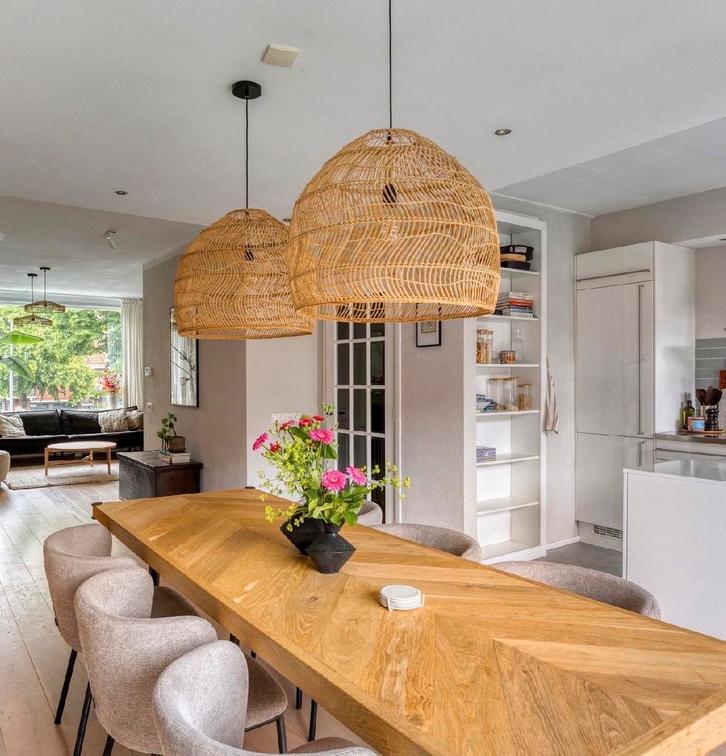 Houten eiken eettafel hongaarse punt, Huis en Inrichting, Tafels | Eettafels, Gebruikt, 100 tot 150 cm, 200 cm of meer, Vijf personen of meer