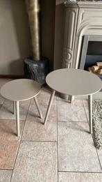Ronde tafeltjes beige/taupe, Huis en Inrichting, Tafels | Bijzettafels, Ophalen, Minder dan 45 cm, Minder dan 55 cm, Rond