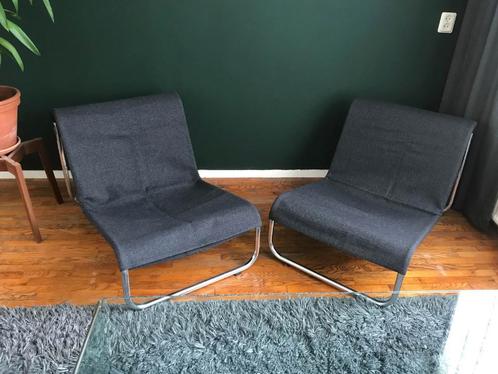 2 Vintage lounge chair 60 70s Midcentury designer buis stoel, Huis en Inrichting, Fauteuils, Gebruikt, Metaal, Stof, Ophalen of Verzenden