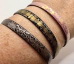 Vintage armband emaille Laureana gemerkt 2 stuks roze zwart, Verzenden, Overige materialen, Armband