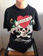 Ed Hardy love kills slowly zwart t-shirt top unisex oto 45cm, Verzenden, Zwart, Nieuw, Korte mouw
