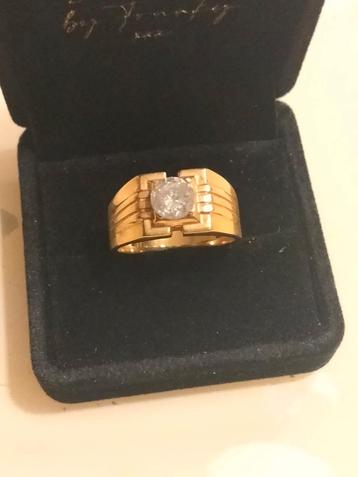 Gouden herenring met diamant 0.92ct beschikbaar voor biedingen