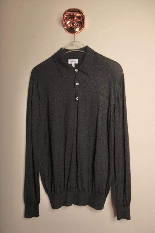 BRIONI Prachtige kasjmier/zijde polo lange mouw XL Wp€1350,-, Kleding | Heren, Truien en Vesten, Nieuw, Maat 56/58 (XL), Grijs