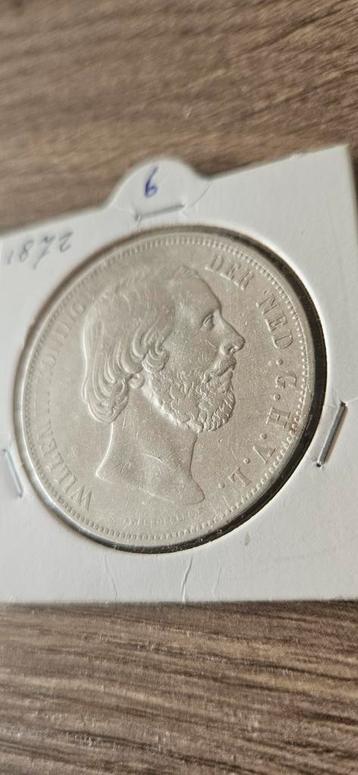 Zilveren rijksdaalder 1872 Willem 3 mooie kwaliteit nr.6 beschikbaar voor biedingen