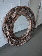 Ronde spiegel met unieke houten rand, Huis en Inrichting, Woonaccessoires | Spiegels, Ophalen, 100 tot 150 cm, Rond, Zo goed als nieuw