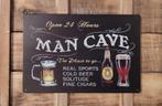 Man Cave open 24 hours reclamebord van metaal wandbord deco, Huis en Inrichting, Woonaccessoires | Tekstborden en Spreuken, Info@deconoord.nl