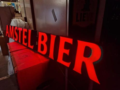 Grote reclame lichtbak Amstel bier 215cm bij 26cm, hij werkt, Verzamelen, Merken en Reclamevoorwerpen, Gebruikt, Lichtbak of (neon) lamp