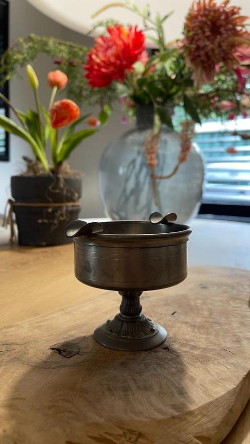Tinnen Asbak op voet, Antiek en Kunst, Antiek | Tin, Ophalen of Verzenden