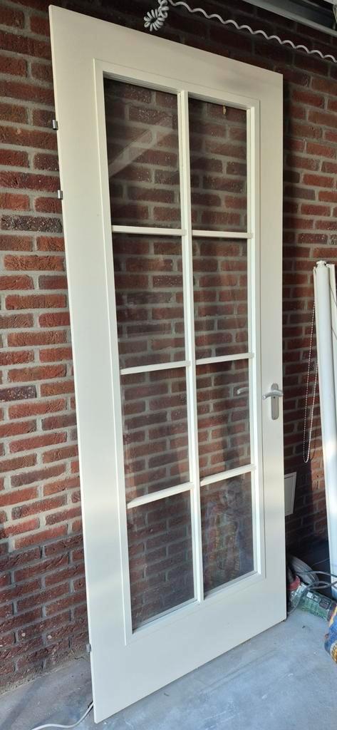 Glazen Binnendeur met Roedes - Wit, Doe-het-zelf en Verbouw, Deuren en Horren, Zo goed als nieuw, Binnendeur, 215 cm of meer, 80 tot 100 cm