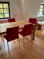 4 rode eetkamerstoelen, Huis en Inrichting, Ophalen, Gebruikt, Metaal, Vier