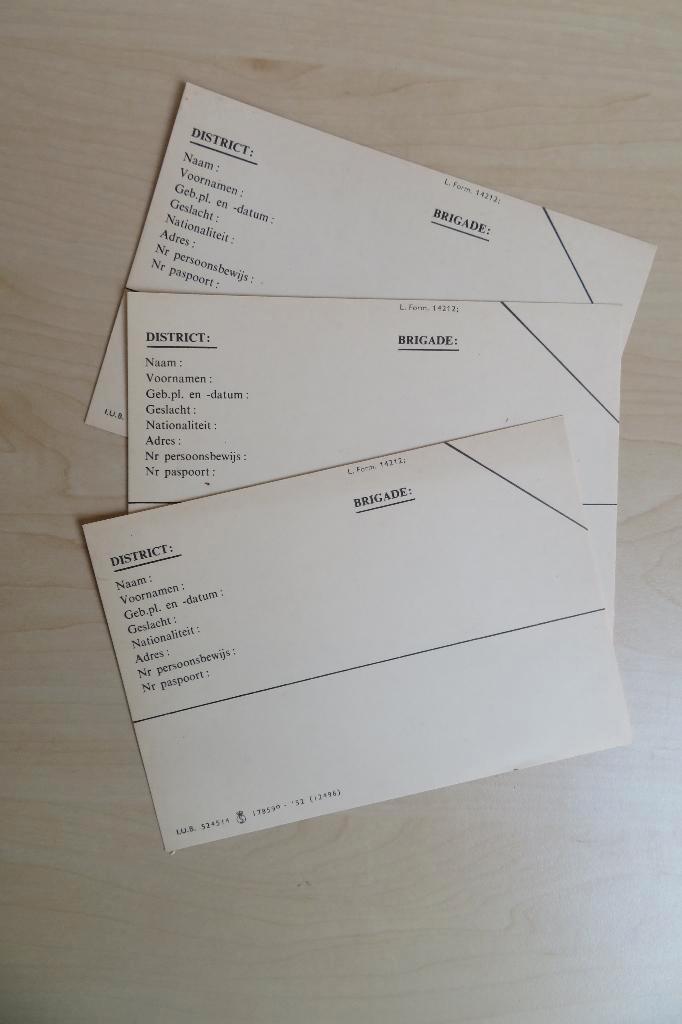 Lege persoonskaarten Koninklijke Marechaussee, set 5 stuks, Verzamelen, Militaria | Algemeen, Marechaussee, Overige typen, Nederland