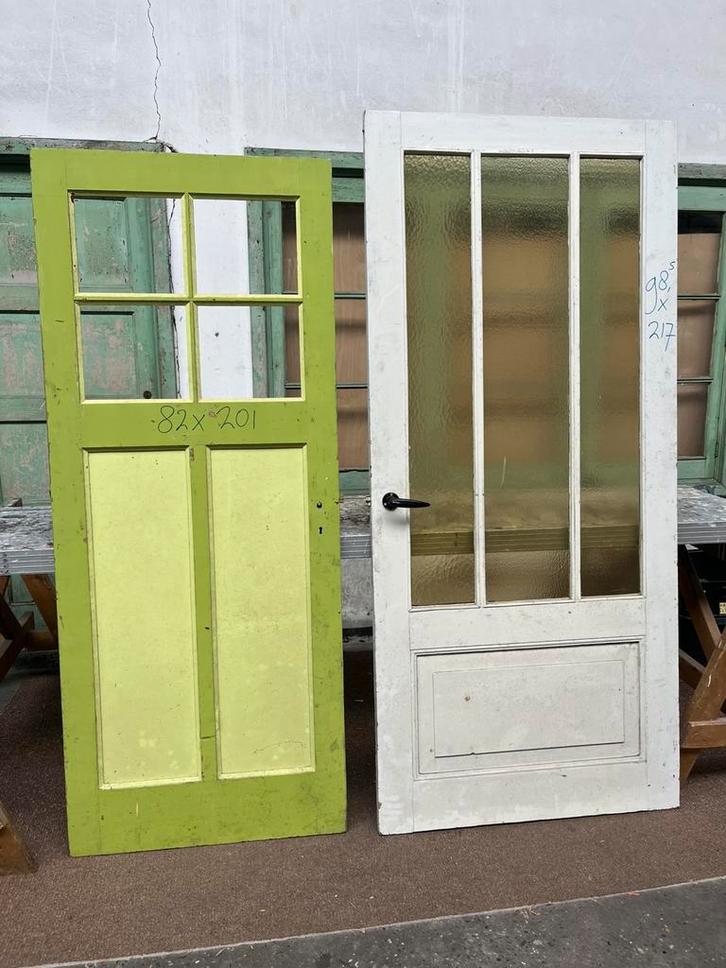 Oude paneeldeuren. Oude binnendeuren. Vele soorten ., Doe-het-zelf en Verbouw, Deuren en Horren, Gebruikt, Binnendeur, 200 tot 215 cm